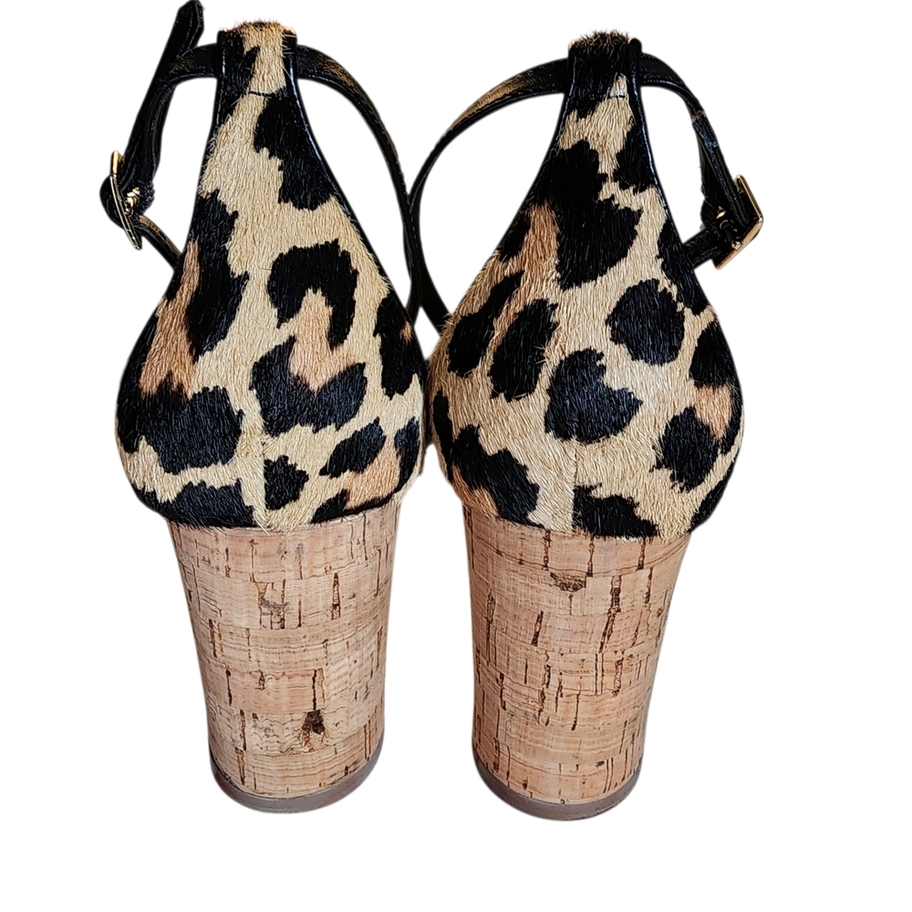 Kate Spade New York Lonnie Leopard Printed Calf Hair Wedge Sandals - 8M - Picture 12 of 13